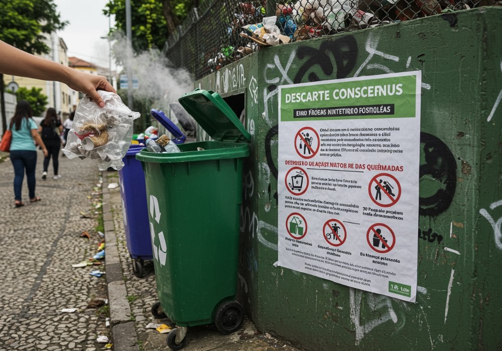 descarte consciente de lixo evitando queimadas